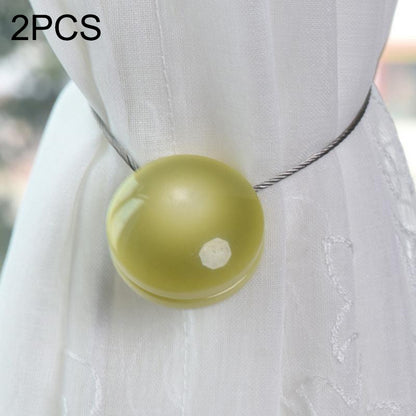 ELECTROPRIME 2 PCS Fashion Cat Eye Resin Steel Wire Magnet Curtain Buckle Tie Rope(Green)