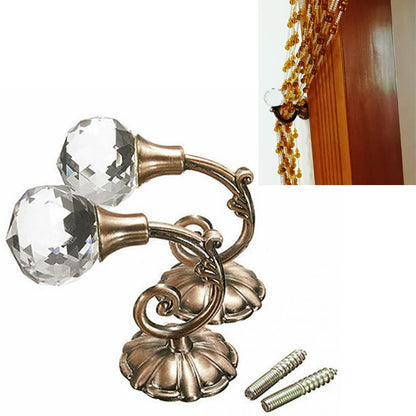 ELECTROPRIME 1 Pair Vintage Crystal Flower Barb Curtain Decoration Wall Hook(Bronze)