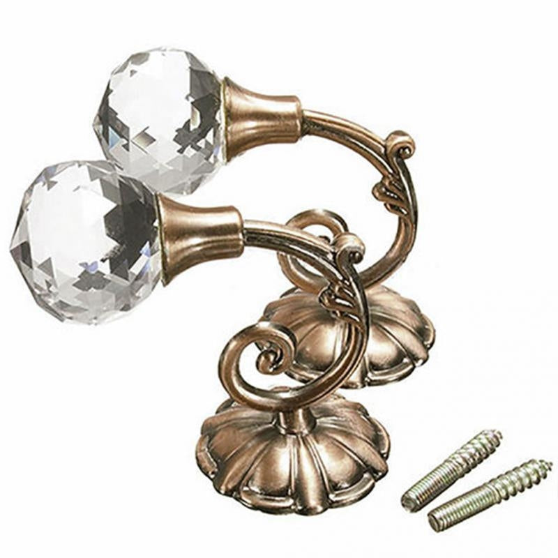 ELECTROPRIME 1 Pair Vintage Crystal Flower Barb Curtain Decoration Wall Hook(Bronze)