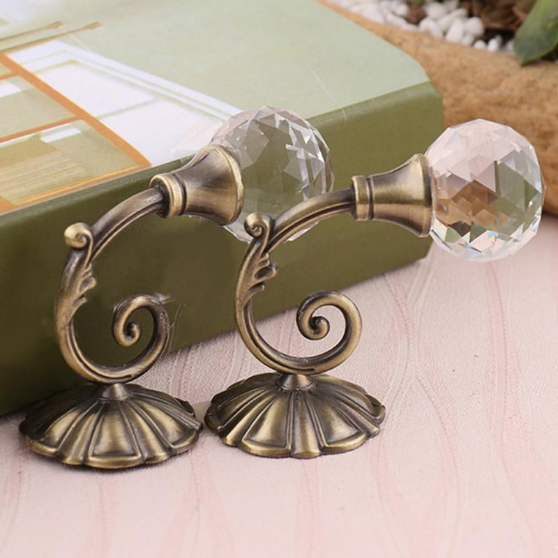 ELECTROPRIME 1 Pair Vintage Crystal Flower Barb Curtain Decoration Wall Hook(Bronze)