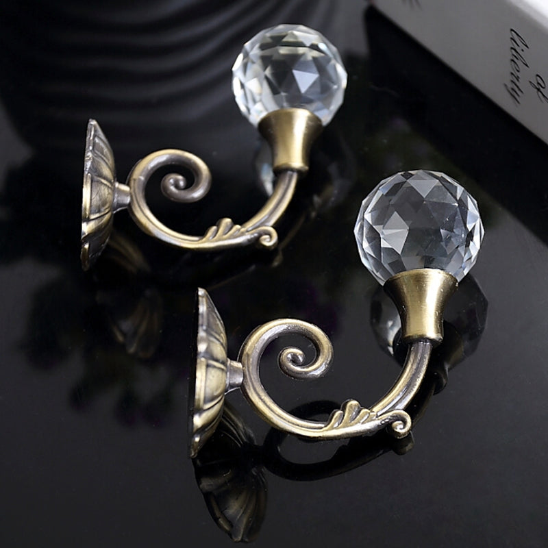 ELECTROPRIME 1 Pair Vintage Crystal Flower Barb Curtain Decoration Wall Hook(Bronze)