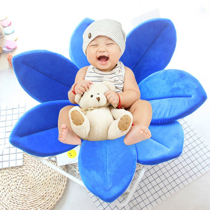ELECTROPRIME Foldable Bathtub Blooming Sink Lotus Flower Bath Mat Pad for Newborn Baby, Size: 80cm x 80cm x 5cm(Dark Blue)