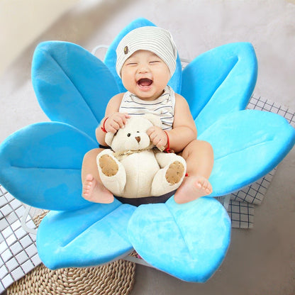 ELECTROPRIME Foldable Bathtub Blooming Sink Lotus Flower Bath Mat Pad for Newborn Baby, Size: 80cm x 80cm x 5cm(Blue)