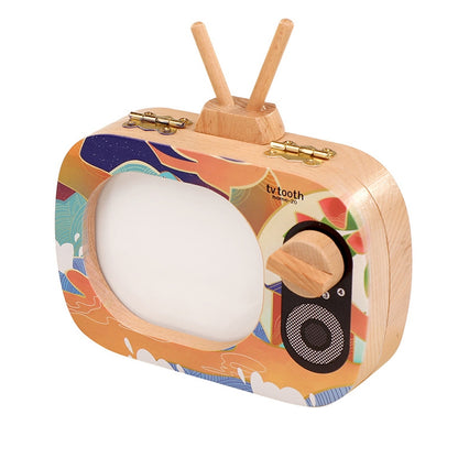 ELECTROPRIME Creative Wooden Children TV Set Deciduous Tooth Preservation Box Baby Teeth Tooth House Storage Box
