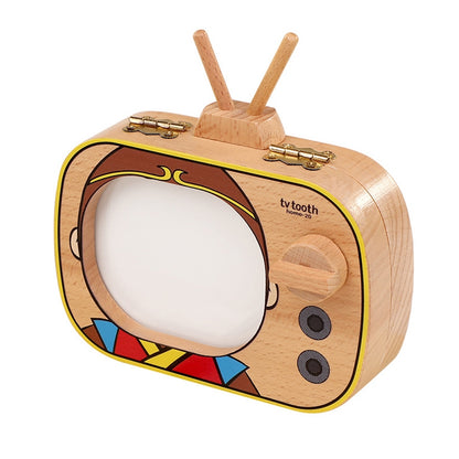ELECTROPRIME Creative Wooden Children TV Set Deciduous Tooth Preservation Box Baby Teeth Tooth House Storage Box