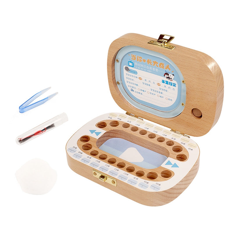 ELECTROPRIME Creative Wooden Children TV Set Deciduous Tooth Preservation Box Baby Teeth Tooth House Storage Box