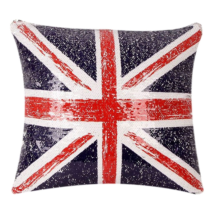 ELECTROPRIME Sequin British Flag Pattern Decorative Cushion Covers Reversible Pillow Cover, Size: 40cm x 40cm