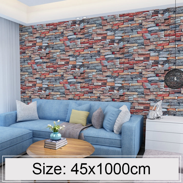 ELECTROPRIME Creative 3D Color Stone Brick Decoration Wallpaper Stickers Bedroom Living Room Wall Waterproof Wallpaper Roll, Size: 45 x 1000cm