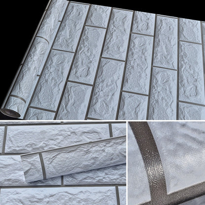 ELECTROPRIME Silver Grey Brick Creative 3D Stone Brick Decoration Wallpaper Stickers Bedroom Living Room Wall Waterproof Wallpaper Roll, Size: 45 x 1000cm