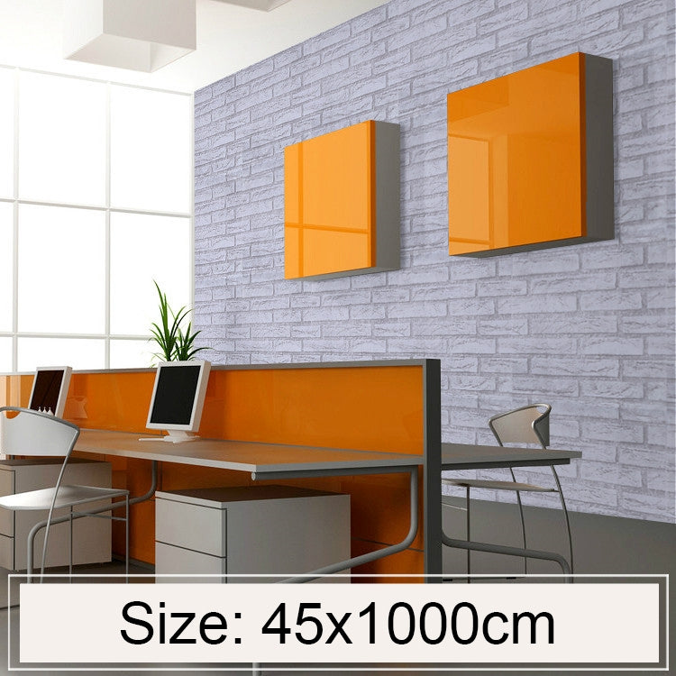 ELECTROPRIME White Brick Creative 3D Stone Brick Decoration Wallpaper Stickers Bedroom Living Room Wall Waterproof Wallpaper Roll, Size: 45 x 1000cm
