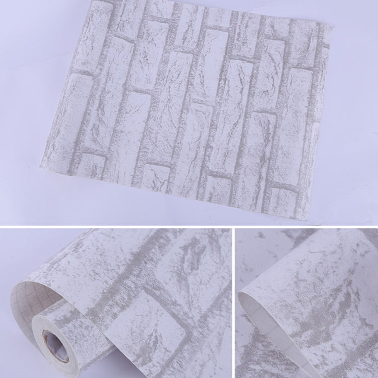 ELECTROPRIME White Brick Creative 3D Stone Brick Decoration Wallpaper Stickers Bedroom Living Room Wall Waterproof Wallpaper Roll, Size: 45 x 1000cm