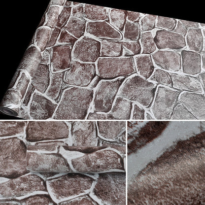 ELECTROPRIME Fort Brick Creative 3D Stone Brick Decoration Wallpaper Stickers Bedroom Living Room Wall Waterproof Wallpaper Roll, Size: 45 x 1000cm