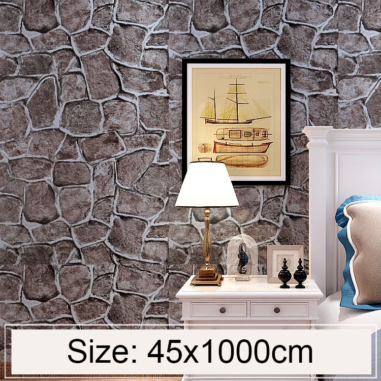 ELECTROPRIME Fort Brick Creative 3D Stone Brick Decoration Wallpaper Stickers Bedroom Living Room Wall Waterproof Wallpaper Roll, Size: 45 x 1000cm
