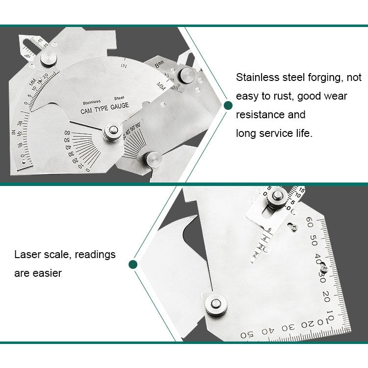 ELECTROPRIME MG-8 Cam-type Stainless Steel Fillet Weld Gauge Multi-function Welding Inspection Ruler