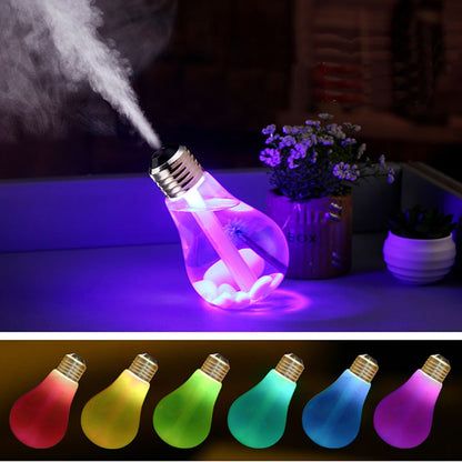 ELECTROPRIME 400ML Colorful Light Portable Bulb Shape Aromatherapy Air Purifier Humidifier for Home / Office / Car(Silver)