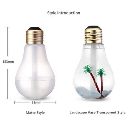 ELECTROPRIME 400ML Colorful Light Portable Bulb Shape Aromatherapy Air Purifier Humidifier for Home / Office / Car(Silver)