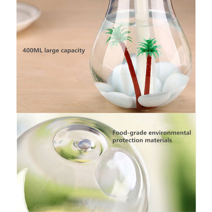 ELECTROPRIME 400ML Colorful Light Portable Bulb Shape Aromatherapy Air Purifier Humidifier for Home / Office / Car(Silver)