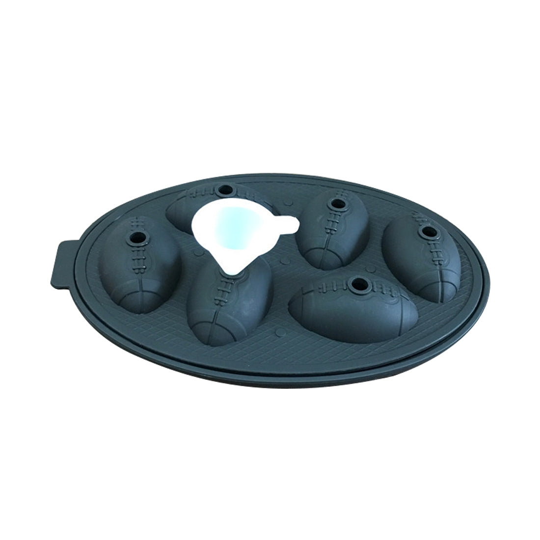 ELECTROPRIME Rugby Shape 3D Ice Cube Mold Maker Bar Party Silicone Trays Chocolate Mold Kitchen Tool (Black)
