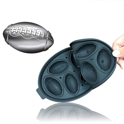 ELECTROPRIME Rugby Shape 3D Ice Cube Mold Maker Bar Party Silicone Trays Chocolate Mold Kitchen Tool (Black)