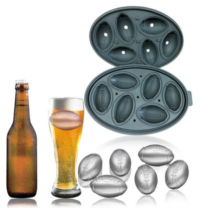 ELECTROPRIME Rugby Shape 3D Ice Cube Mold Maker Bar Party Silicone Trays Chocolate Mold Kitchen Tool (Black)