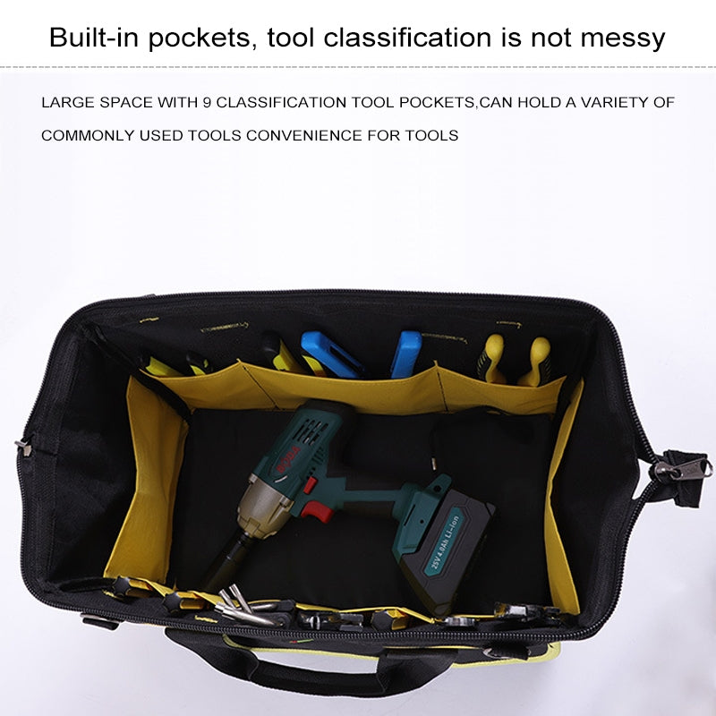 ELECTROPRIME Multi-function Oxford Cloth Electrician Belt Pouch Maintenance Tools Handbag Shoulder Bag Convenient Hardware Tool Bag, Size : 14 inch(Yellow)