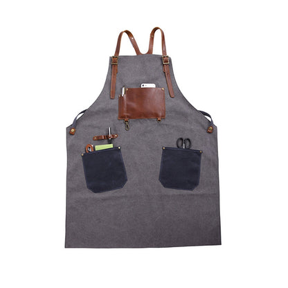 ELECTROPRIME Retro Style Cotton Canvas Craftsman Work Aprons(Grey)