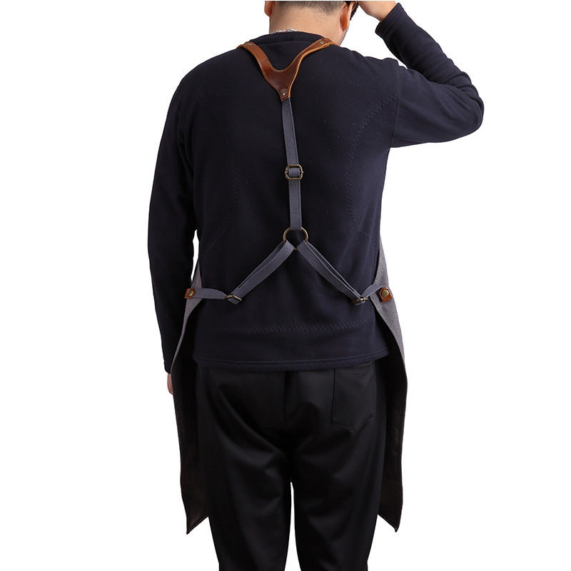 ELECTROPRIME Retro Style Cotton Canvas Craftsman Work Aprons(Grey)