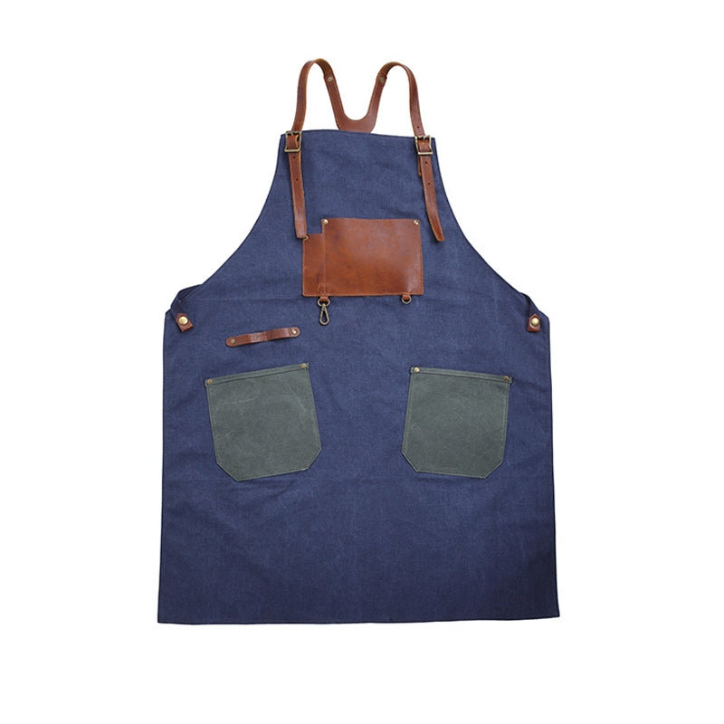 ELECTROPRIME Retro Style Cotton Canvas Craftsman Work Aprons(Blue)