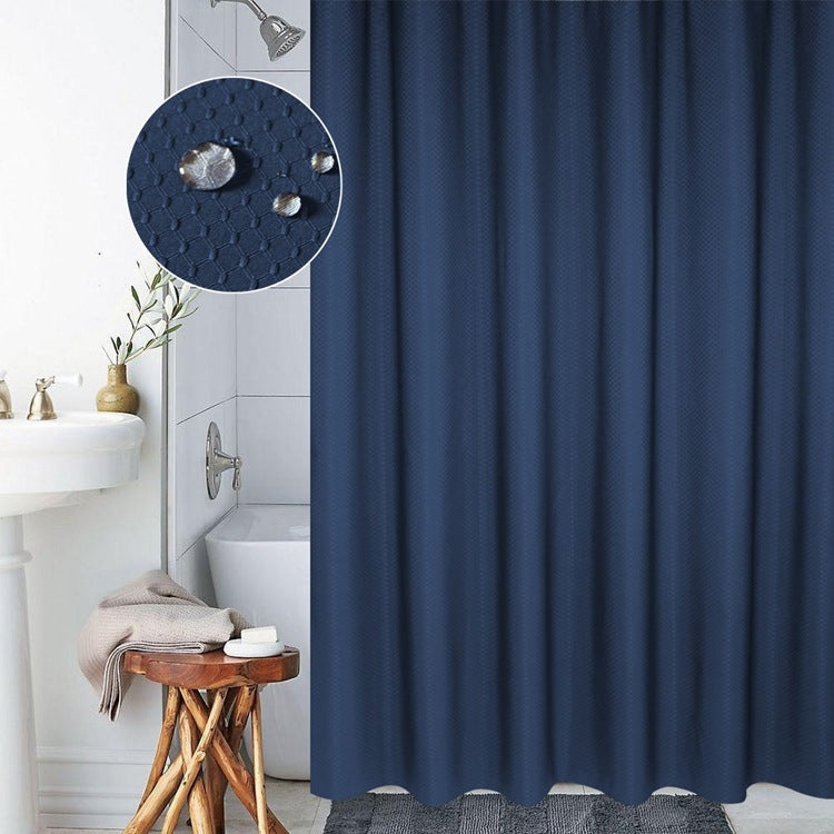 ELECTROPRIME Thickening Waterproof And Mildew Curtain Honeycomb Texture Polyester Cloth Shower Curtain Bathroom Curtains,Size:200*180cm(Dark Blue)