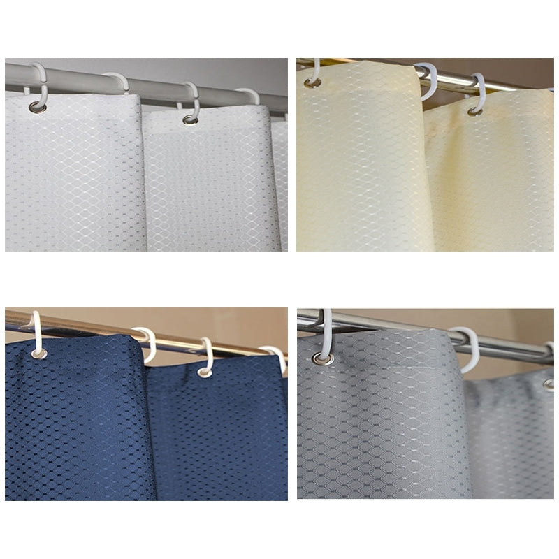 ELECTROPRIME Thickening Waterproof And Mildew Curtain Honeycomb Texture Polyester Cloth Shower Curtain Bathroom Curtains,Size:200*200cm(White)