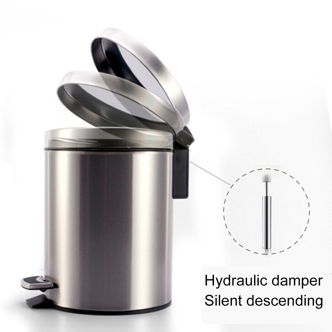ELECTROPRIME Fashion Round Stainless Steel Household Hotel Office Covered Pedal Trash Bin, Size: 7L(White)