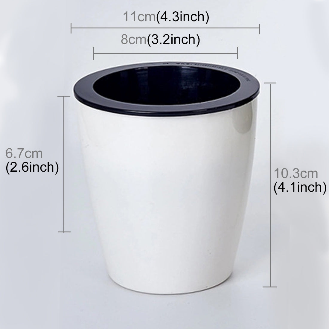 ELECTROPRIME Lazy Flower Pots Automatic Water-absorbing Hydroponic Potted Plants Circular Resin Plastic Flower Pots Double-layer Design Self Watering Planter, Diameter: 11cm, Height: 10.3cm(White)