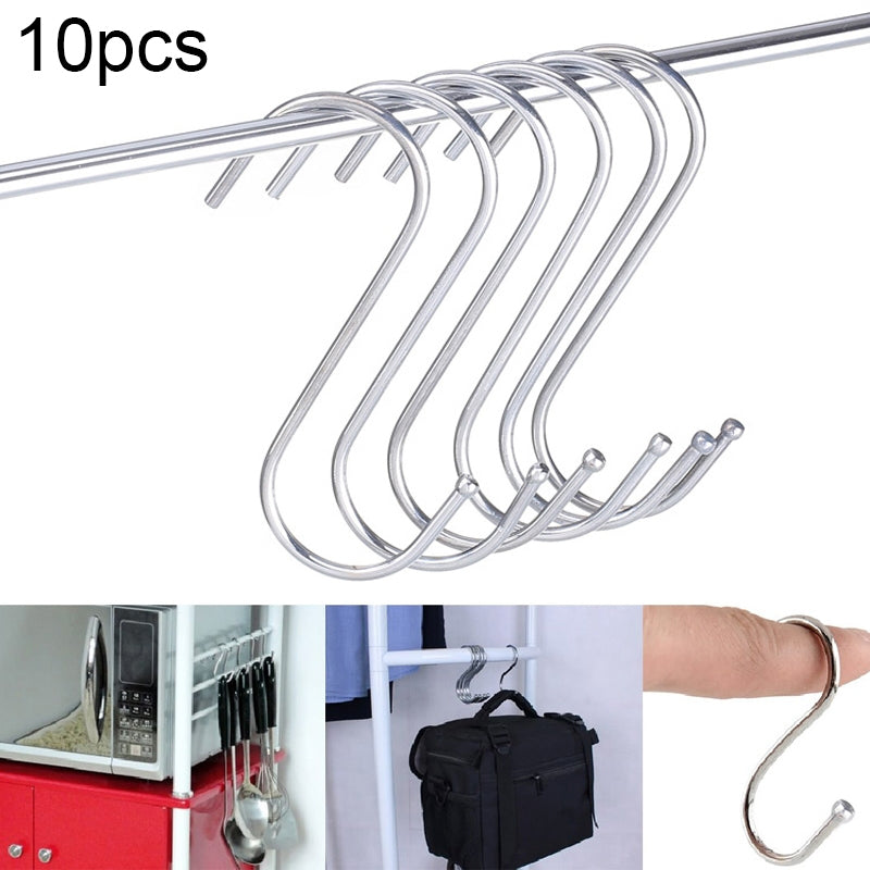ELECTROPRIME 10pcs 3mm Multi-functional S-shaped Stainless Steel Metal Hook, Length: 7cm