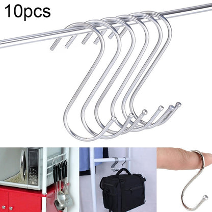ELECTROPRIME 10pcs 3mm Multi-functional S-shaped Stainless Steel Metal Hook, Length: 7cm