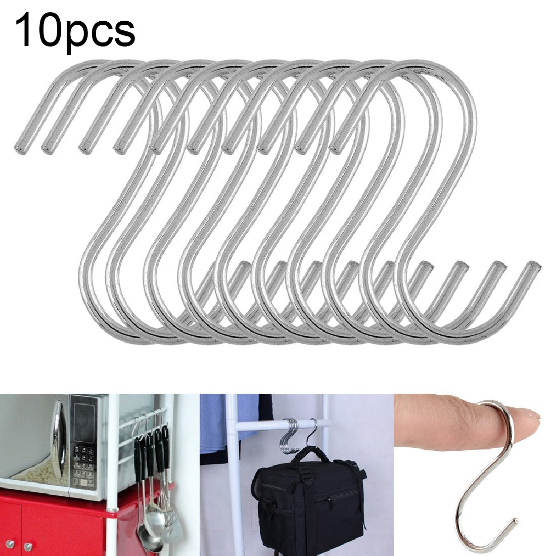 ELECTROPRIME 10pcs 2.5mm Multi-functional S-shaped Stainless Steel Metal Hook, Length: 5.5cm