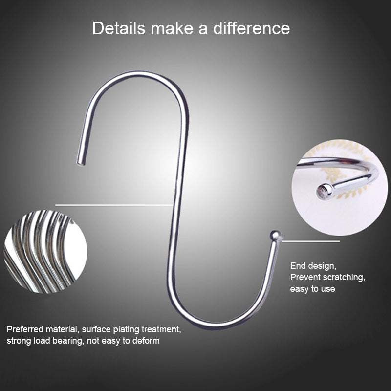 ELECTROPRIME 10pcs 3mm Multi-functional S-shaped Stainless Steel Metal Hook, Length: 7cm