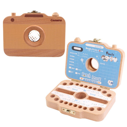 ELECTROPRIME Creative Wooden Children Camera Deciduous Tooth Preservation Box Baby Teeth Tooth House Storage Box