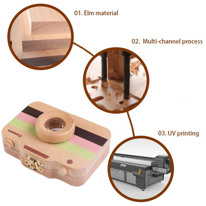 ELECTROPRIME Creative Wooden Children Camera Deciduous Tooth Preservation Box Baby Teeth Tooth House Storage Box