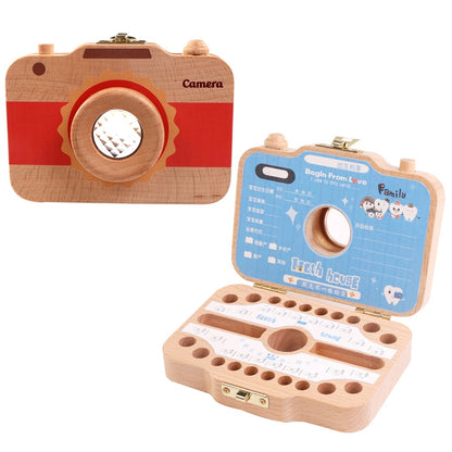 ELECTROPRIME Creative Wooden Children Camera Deciduous Tooth Preservation Box Baby Teeth Tooth House Storage Box