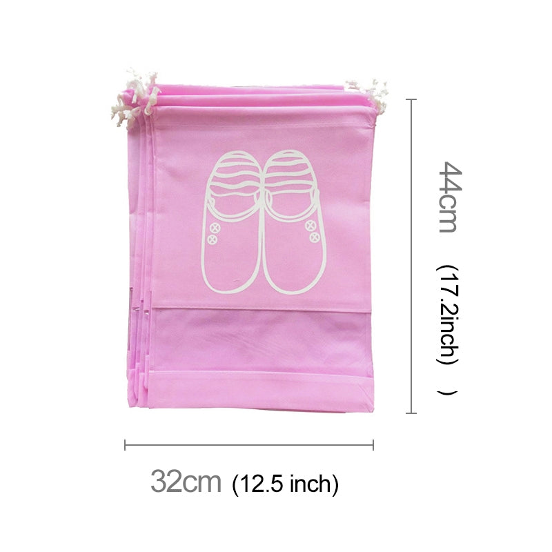 ELECTROPRIME Non-Woven Drawing Belt Shoe Pouch,Large Size(Pink)