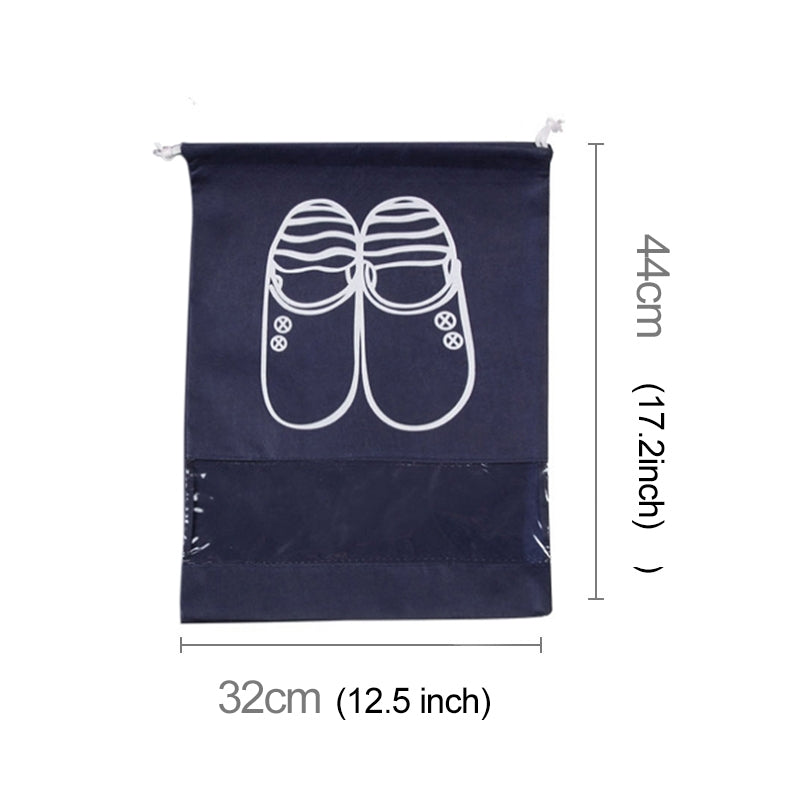 ELECTROPRIME Non-Woven Drawing Belt Shoe Pouch,Large Size(Navy Blue)