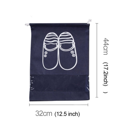 ELECTROPRIME Non-Woven Drawing Belt Shoe Pouch,Large Size(Navy Blue)