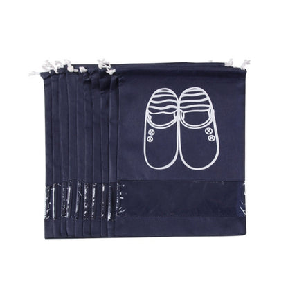 ELECTROPRIME Non-Woven Drawing Belt Shoe Pouch,Small Size(Navy Blue)