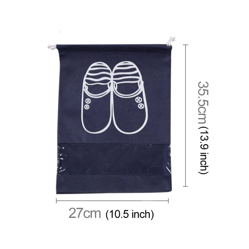 ELECTROPRIME Non-Woven Drawing Belt Shoe Pouch,Small Size(Navy Blue)