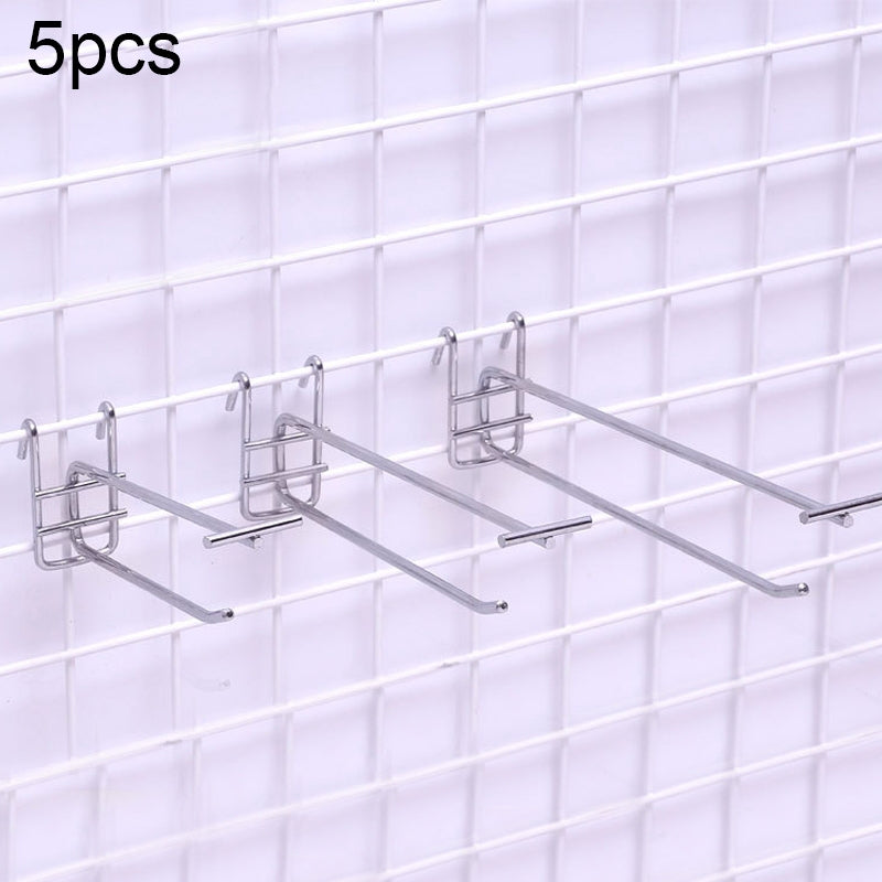 ELECTROPRIME 5pcs 5.8mm Supermarket Iron Grid Shelf Double Hook, Length: 25cm