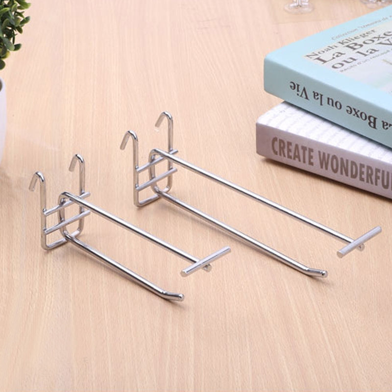 ELECTROPRIME 5pcs 5.8mm Supermarket Iron Grid Shelf Double Hook, Length: 25cm