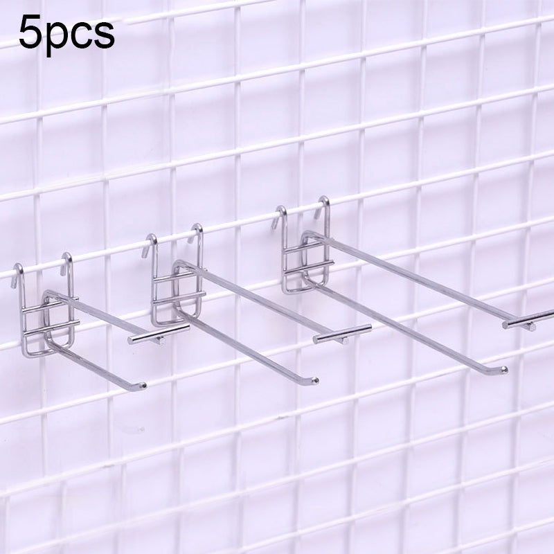 ELECTROPRIME 5pcs 5.0mm Supermarket Iron Grid Shelf Double Hook, Length: 10cm