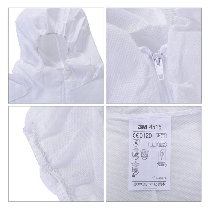 ELECTROPRIME 3M 4515 One-piece White Anti-static Anti-chemical Dustproof Sandblasting Suit with Cap, Size: L