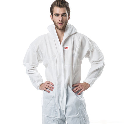 ELECTROPRIME 3M 4515 One-piece White Anti-static Anti-chemical Dustproof Sandblasting Suit with Cap, Size: M