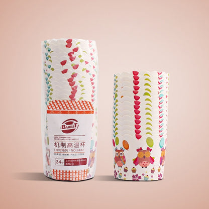 ELECTROPRIME 24pcs / Pack Round Lamination Cake Cup Muffin Cases Chocolate Cupcake Liner Baking Cup, Size: 7 x 6  x 5.5cm, Random Color Delivery